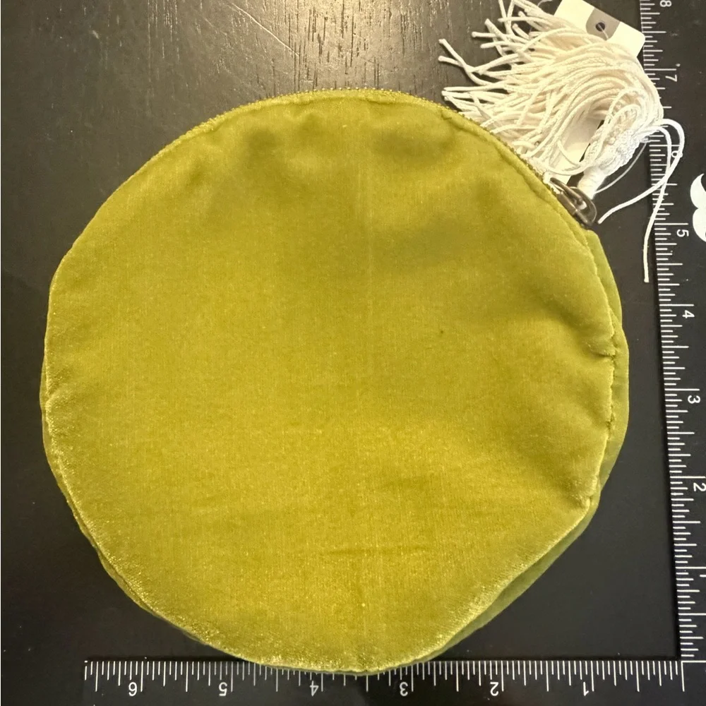 Anthropologie Olive Velvet Floral Monogram Ornament - Green & Pink - Picture 2 of 2